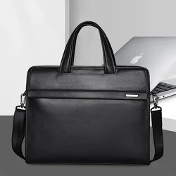 Maleta de couro genuíno para homens, bolsa masculina de grande capacidade, bolsa de ombro para marido, bolsas para laptop, bolsas de negócios