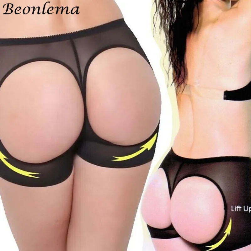 Ropa interior Sexy para mujer, bragas huecas, levantador de glúteos, moldeador de cuerpo, piel negra, malla fina, calzoncillos cómodos transpirables