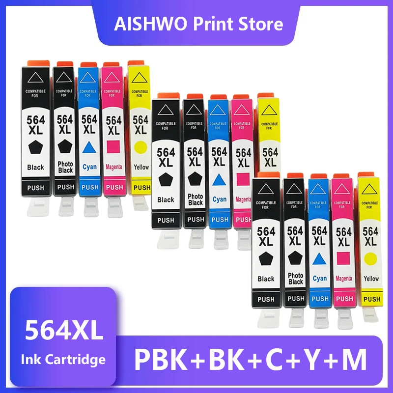 15PCS 564XL Compatible ink cartridge HP564XL hp564 564 For HP deskjet 4610 4620 6512 6515 D5460/D5463/D5468/D7560 inkjet printer