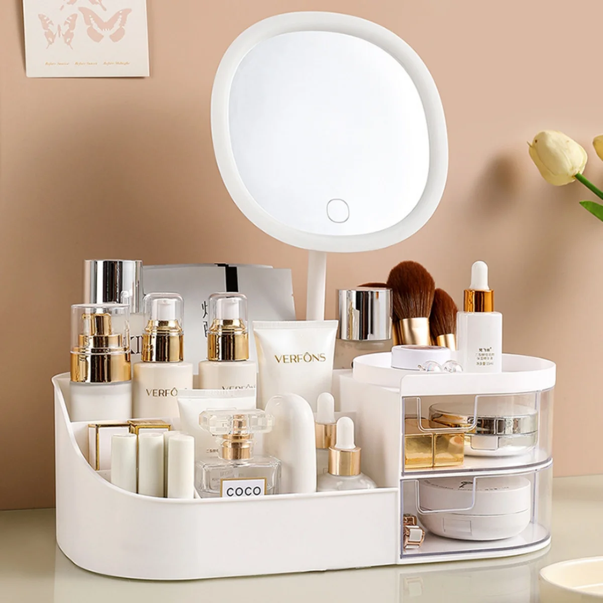 

Desktop Organizer Rack Cosmetic Makeup Stationery Storage Rack Large Capacity Drawer Organizer Holder Bathroom Storage Rack