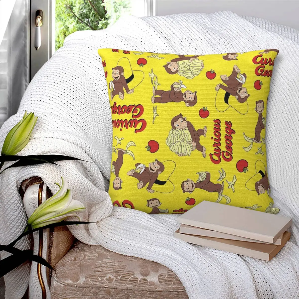 George The Curious Monkey Square Pillowcase Cushion Cover Pillow Case Throw Pillow Cover for Home Sofa Living Room