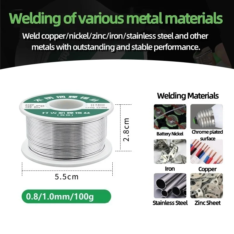 

50/100g Solder Tin Wire Lead-free Lighter Solder Wire Stainless Steel Solder Welding Wire Copper-iron-nickel Battery Pole Piece