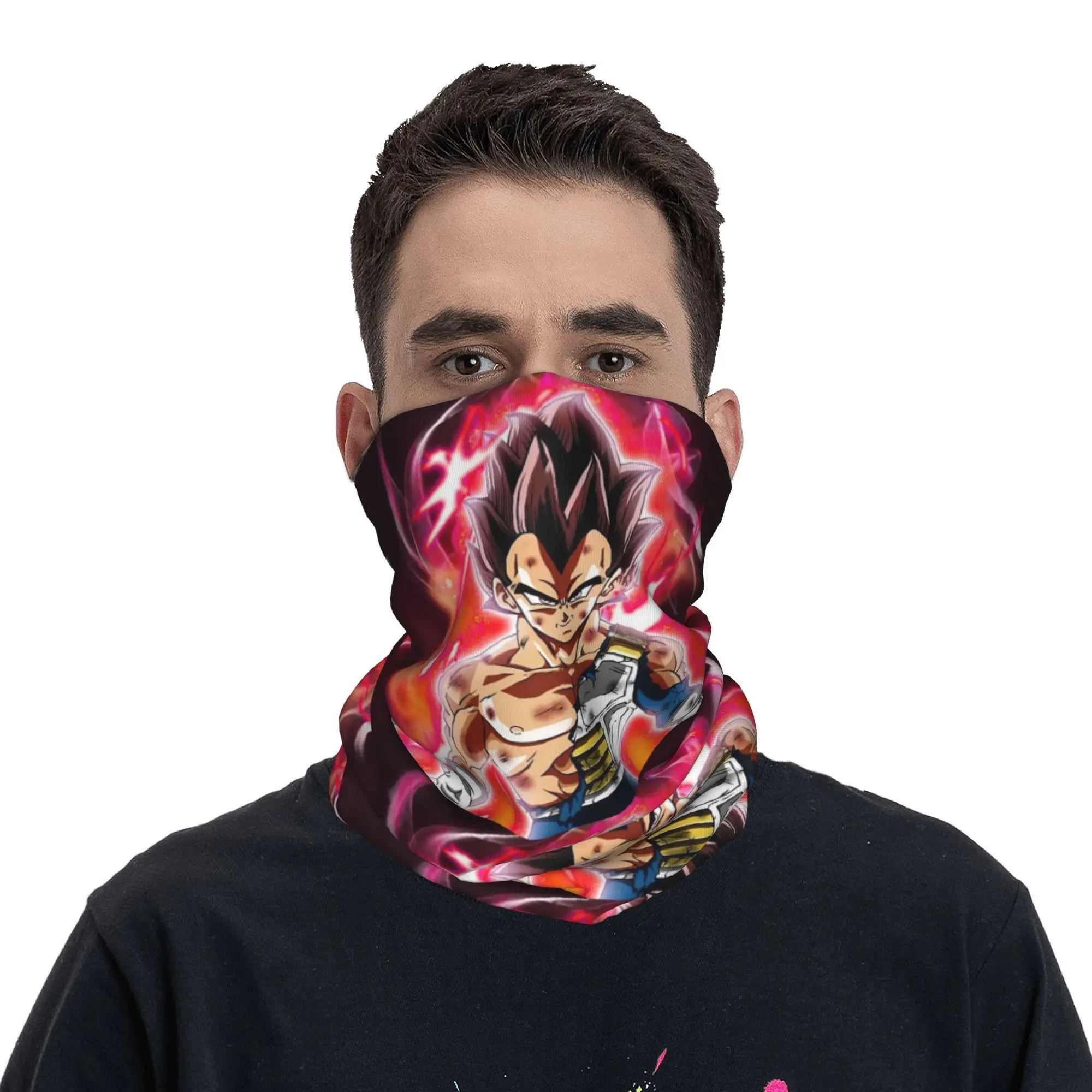 Dragon Ball Z Vegeta Bandana Neck Gaiter Printed DBZ Mask Scarf Multi-use Cycling Scarf Cycling Unisex Adult Breathable