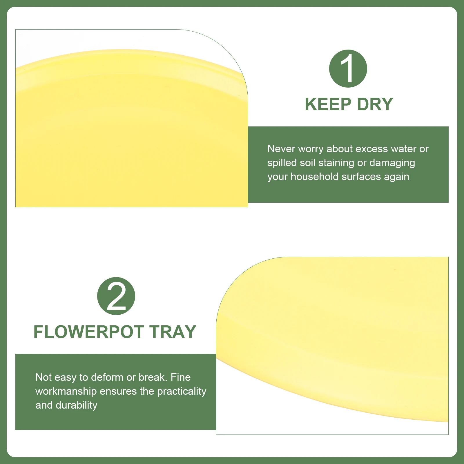

4pcs Bright Yellow Flower Pot Trays Round Thickened Plant Saucers Waterproof Durable Garden Accessories