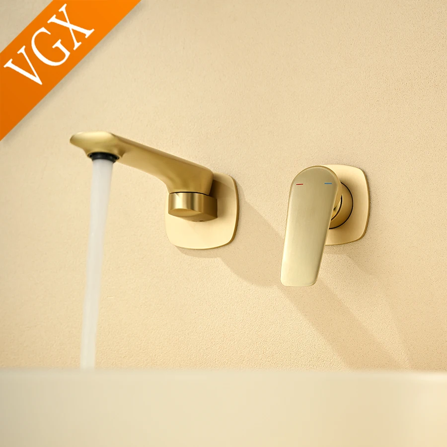 

VGX Gold Concealed Bathroom Faucet Embedded Cartridge Sink Faucet Basin Mixer Gourmet Washbasin Tapware Hot Cold Water Tap Brass