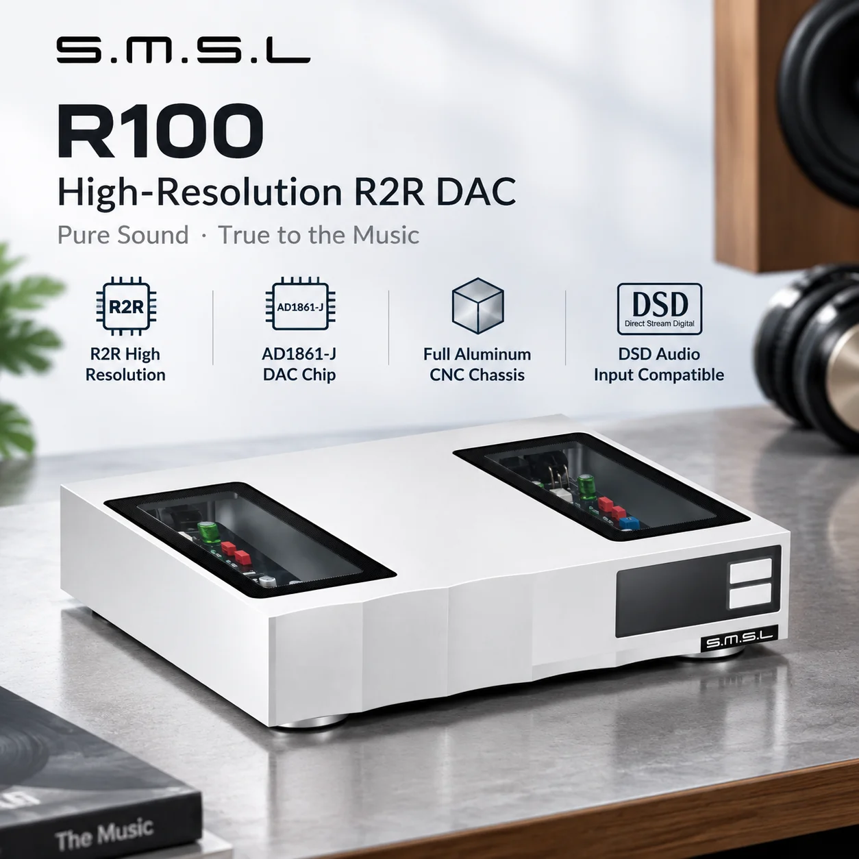 Smsl R100 High Resolution R2R Audio Decoder HiFi Lossless Sound Player For Home Audio System