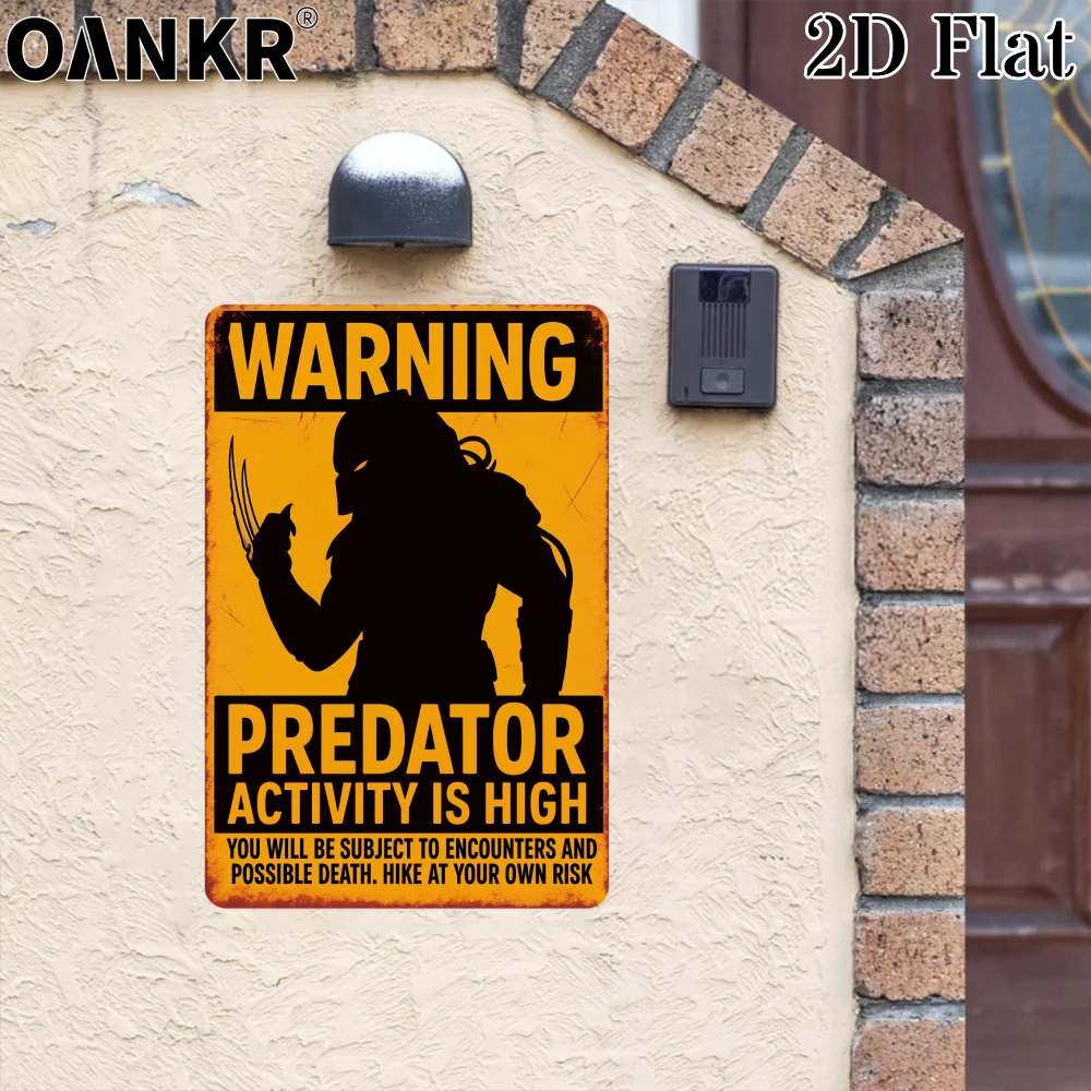 Warning Predator Activity Is High Poster Metal Tin Sign, Outdoor Adventure Wall Decor, Cool Iron Plaque for Hiking Cabin Yard