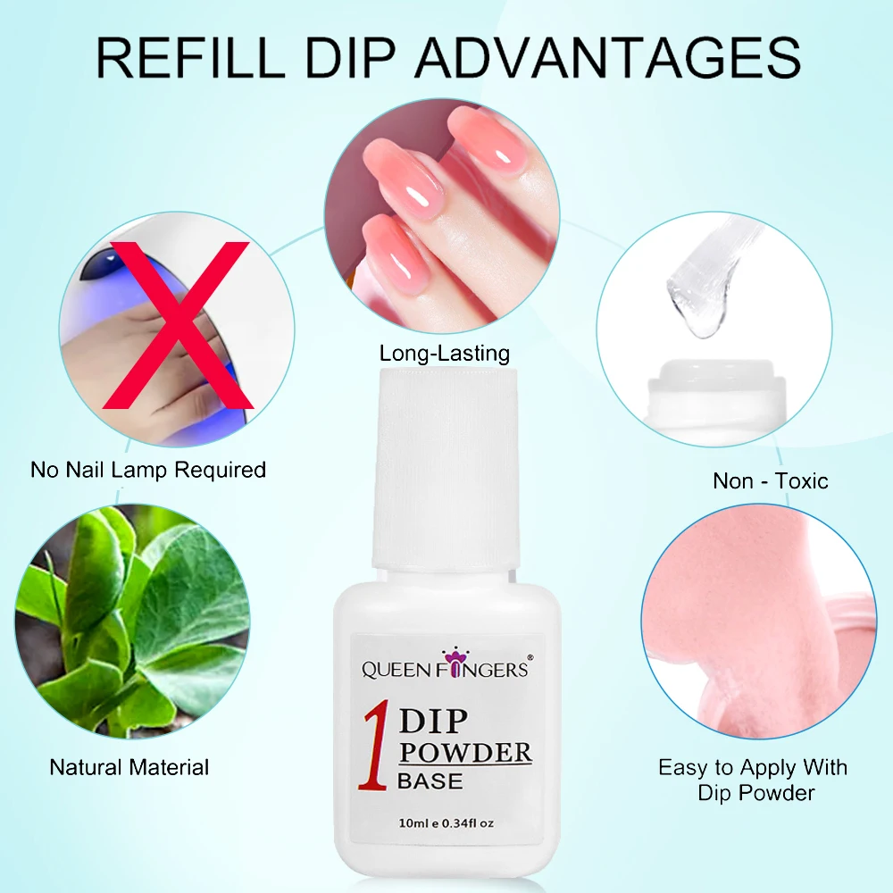 مجموعة سائل بودرة غمس مكونة من 4 قطع: 4 خطوات 10 مل معطف قاعدة/منشط/معطف علوي/نظام غمس موفر للفرشاة للاستخدام المنزلي صالونات ذاتية الصنع