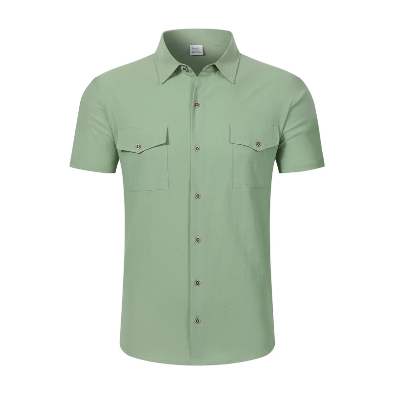 Linen Button Up Short Sleeve Shirt