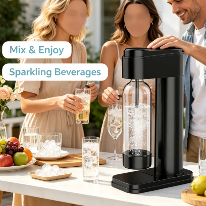Sparkling Water Maker Carbonated Drink System With Sleek Black Finish For Home Kitchen Beverage Preparation Use
