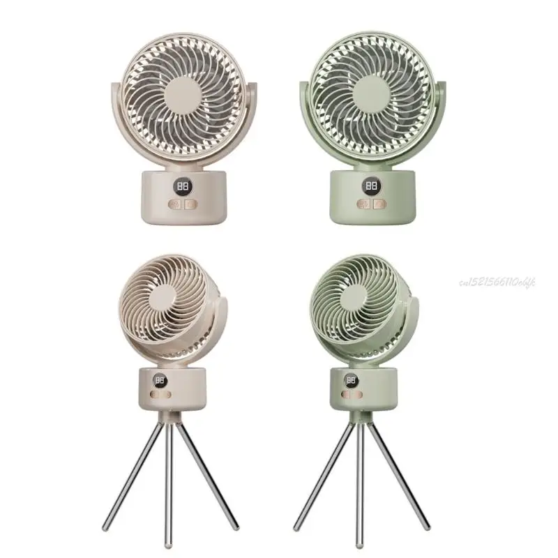 27RB Portable Tripod Camping Fan 3600mAh Rechargeable Digital Display USB Powered Cooling Fan For Home And Adventure