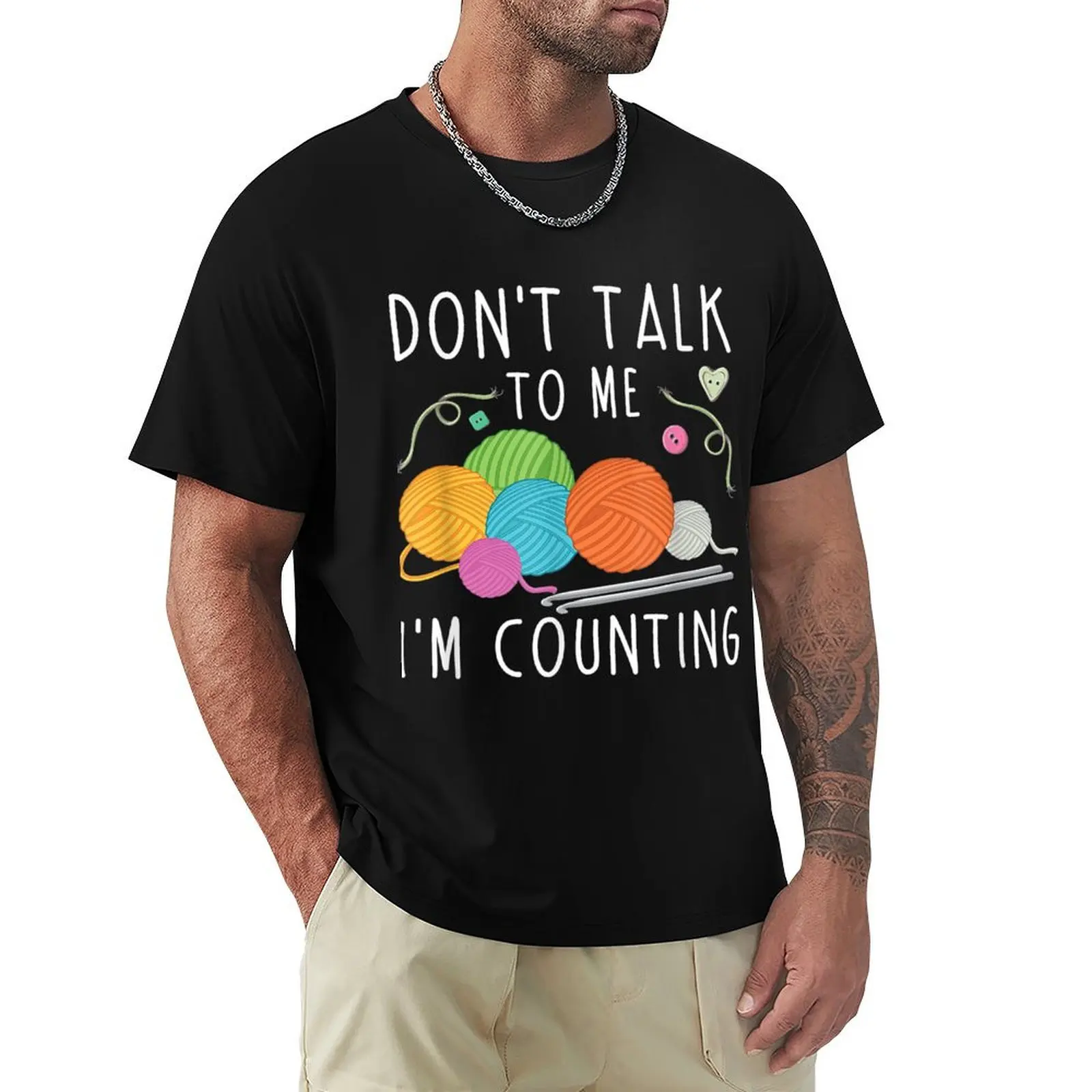 Don't Talk To Me I'm Counting Crochet Knitting Funny T-Shirt Lightweight Casual Summer T-Shirt