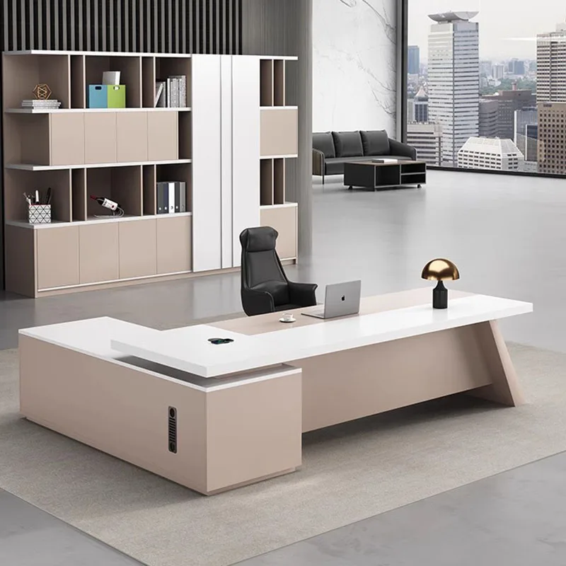 

Drawers L Shaped Office Desk Standing Monitor Storage Reception Computer Desks Executive Luxury Mesa Escritorio Modern Furniture