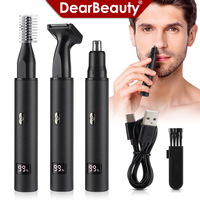 3 in 1 Electric Nose Ear Hair Trimmer for Men LED Display Painless Sideburns Eyebrow Beard Hair Clipper Shaver USB Rechargeable