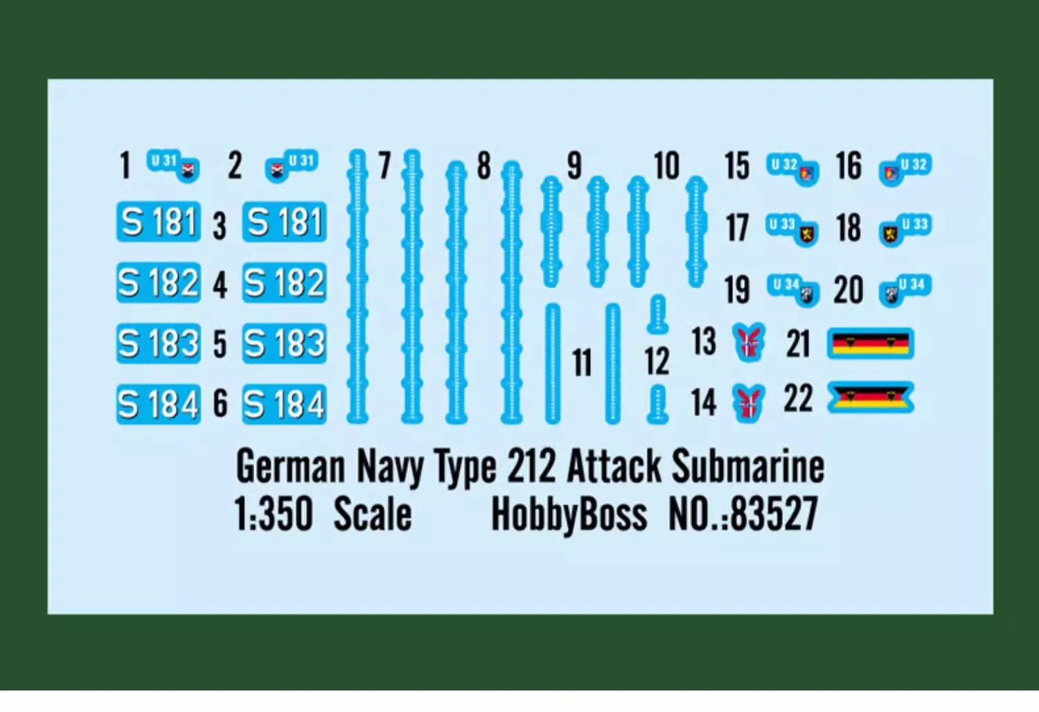Hobby Boss 83527 1/350 Duitse marine U212 Attack Submarine Dunker Plastic modelbouwset Zeer gedetailleerd onderzeeërmodel voor verzamelaars