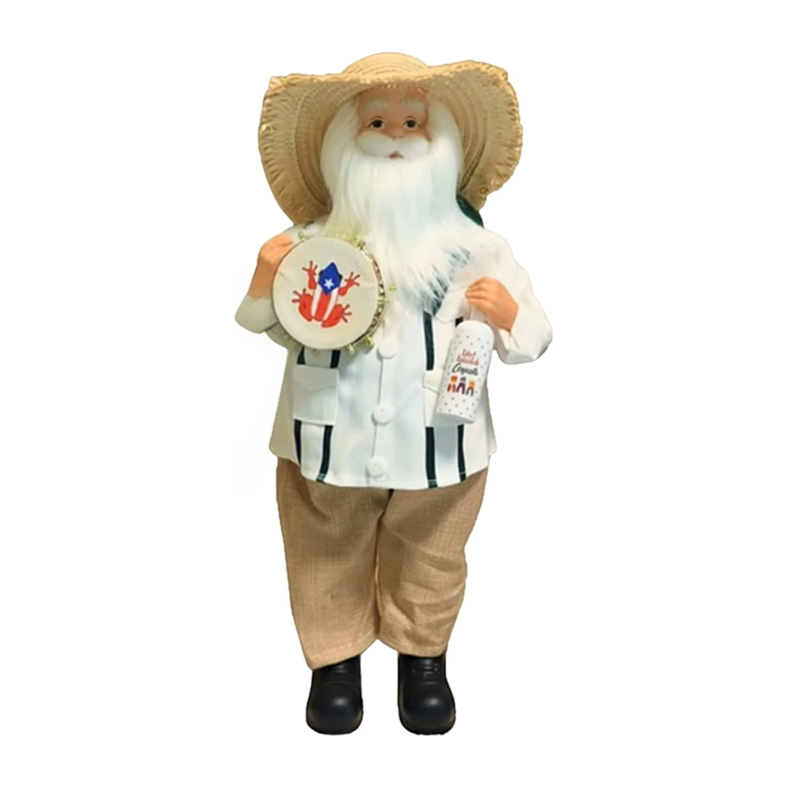 Christmas Home Decor Santa Claus Figurine Collectible Puerto Rican Style Statue for Holiday Party Gift Handcrafted Ornament