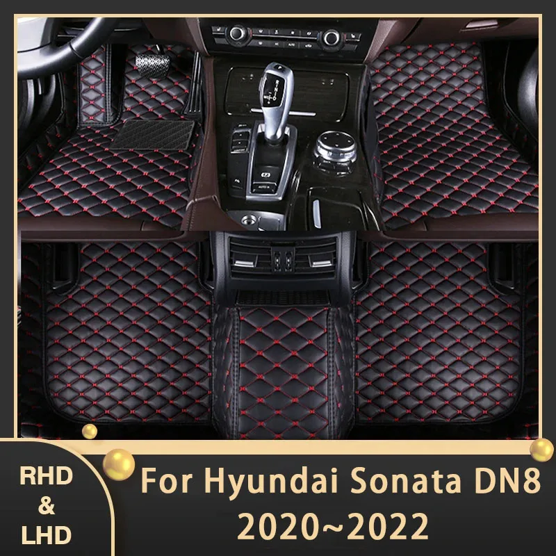 Car Floor Mats For Hyundai Sonata DN8 MK8 2020 2021 2022 Custom Auto Foot Pads Leather Carpet Interior Accessories