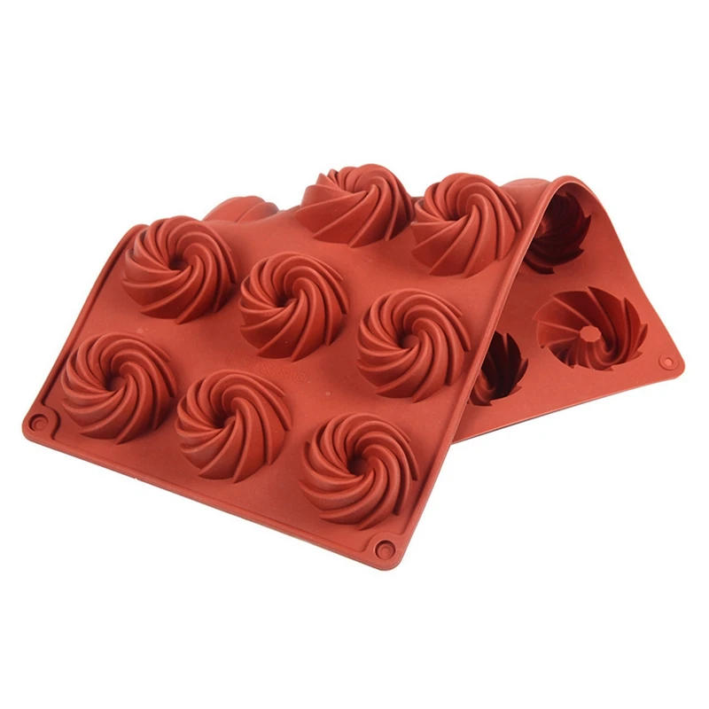 Mini Spiral Shaped 15 Cavity Silicone Cake Molds Baking Dessert Mousse Cake Decorating Moulds Cake Chocolate