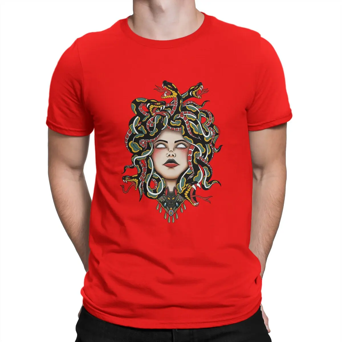 HOT SALE Medusa Old School Fitted Spoon Man T-shirt Medusa Fun T-shirt Short Sleeve O Collar T-shirt Cotton Gift Idea Top
