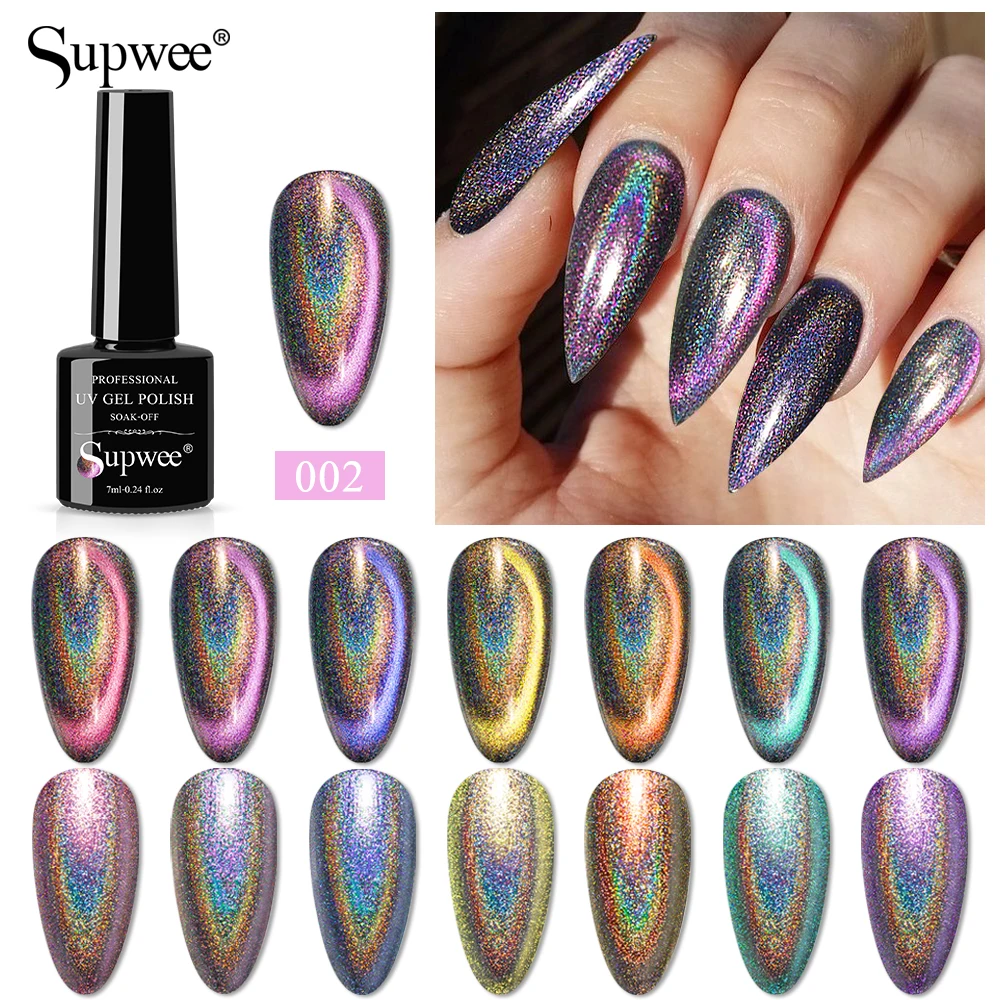 

SUPWEE 7ml Cat Magnetic Gel Nail Polish 9D Cat Eye Holographic Spar Glitter Semi Permanent Glitter Nail Art Salon Varnish Gel