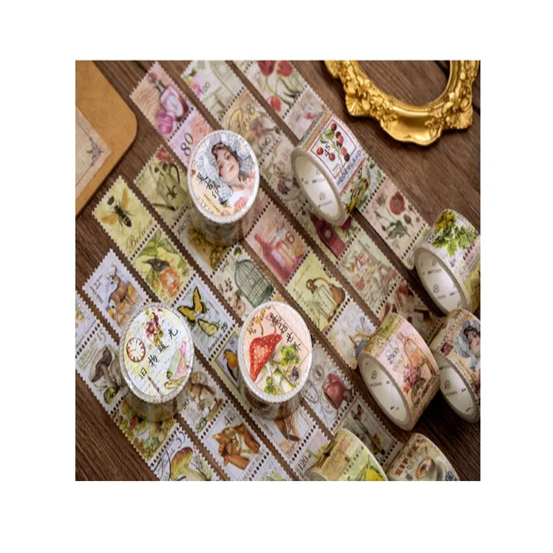 1 pçs 5m * 2.5cm coleção vintage selo fita adesiva planta cogumelo fita adesiva decorativa diy scrapbooking etiqueta