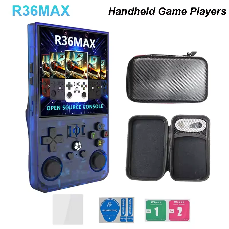 R36MAX Retro Handheld Video Game Console Linux System 4.0Inch IPS Screen Portable Pocket Video Player 64GB 128GB Games Kids Gif