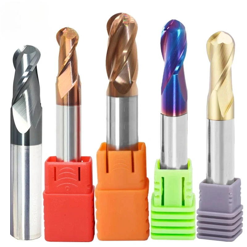 Solid Carbide Ball Nose End Mill Coated HRC55‑65‑70 CNC Steel Milling Bit R0.5‑R10 Tungsten Cutting Tool