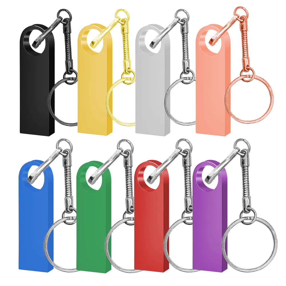 Top quality Metal USB flash drive 2.0 Pen Drive 8GB 16GB 32GB Memory Stick pendrive 128gb 256gb gift for Free chain