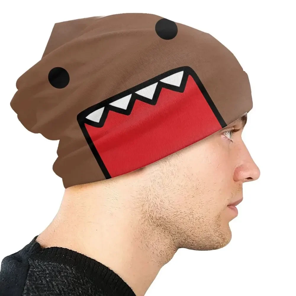 Brązowe anime Domo Kun jesienne kobiece cienkie czapki Outdoor unisex czapki z daszkiem Skullies