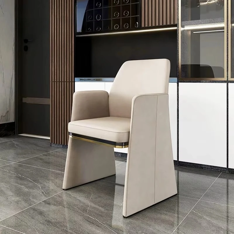 Nordic minimalist design hotel fabric upholstered dining chair, suitable for creative meetings, single armrest negotiation chair