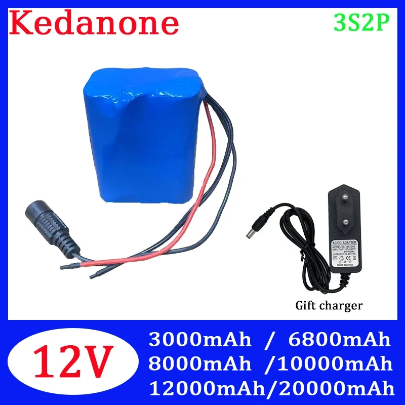 

12V 3000mAh/6800mAh/10000mAh/12000mAh/20000mAh Li-ion Batteries for router, spray, solar lamp, speaker, ,Gift 12.6V charger