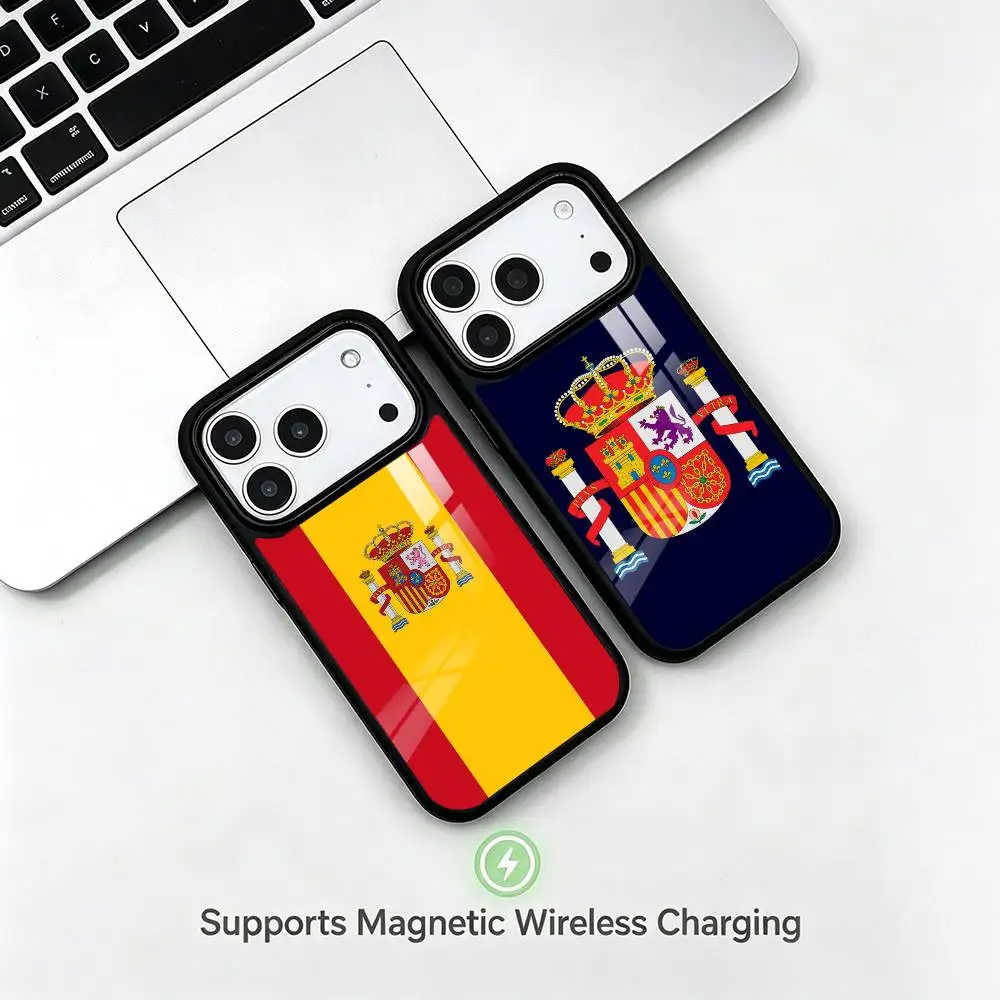 Spain Spanish Flag Art  gift Phone Case For iPhone17,16,15,14,13,12,11 Plus,Pro Allows magnetic wireless charging