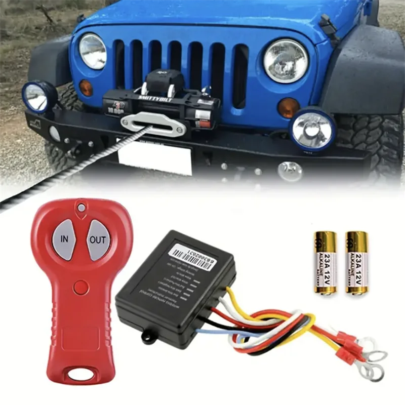 12V-24V Red Winch Wireless Remote Control Controller Set Kit For ATV Synthetic Winch Load Capacity Electric Winch Kit