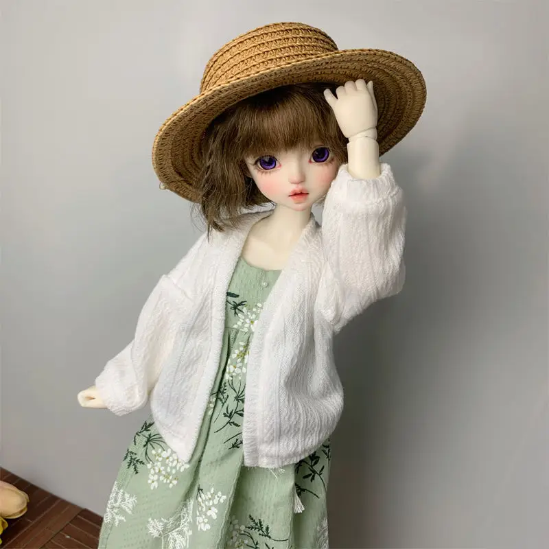 (حسب الطلب) 1/4 ملابس دمى ل 45 سنتيمتر Bjd دمية الطباعة فستان بحزام الملابس القطنية واللباس اللعب إكسسوارات دمي ، لا دمية #6