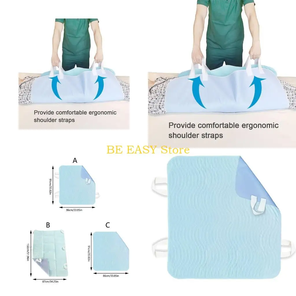 E28F Patient Aid Positioning Bed Pad with Handles Incontinence Mattress Bedding Protector Liner Reusable Underpad with Handle