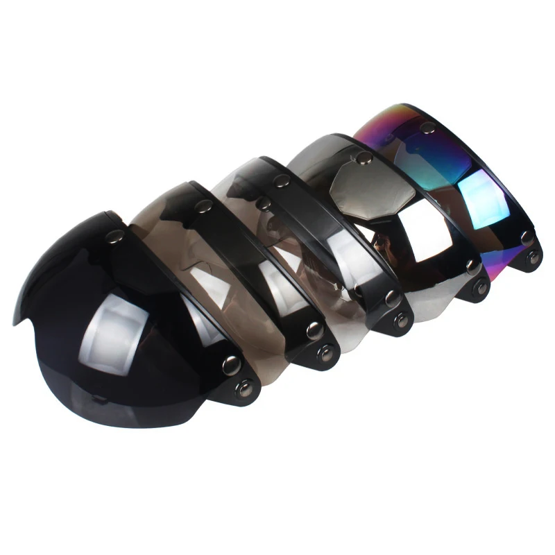 

Универсальный визор с 3 защелками для мотоциклетного шлема открытого типа, ветрозащитный, откидной, с линзой для солнцезащитных очков, для полушлема