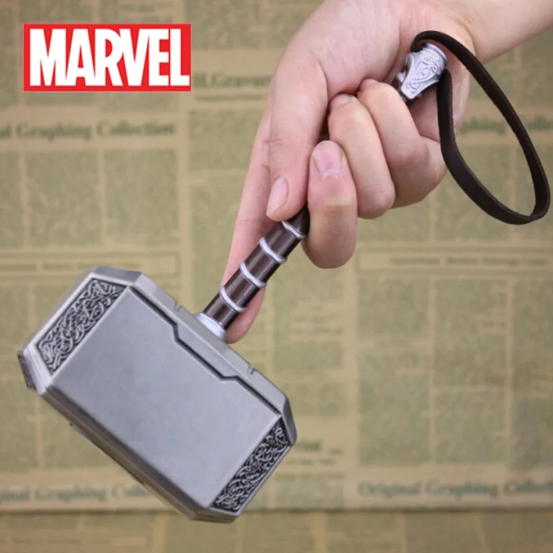 

20cm Marvel Thor Mjolnir Alloy Model The God of Thunder Avengers Superheroes Action Figures Silver Copper Ornament Gift Set Toys