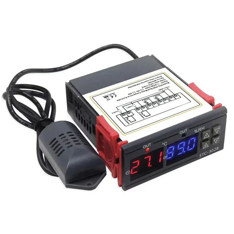 A98Z STC-3028 Cyfrowy Termostat Termometr Higrometr Regulator Temperatury i Wilgotności 220V