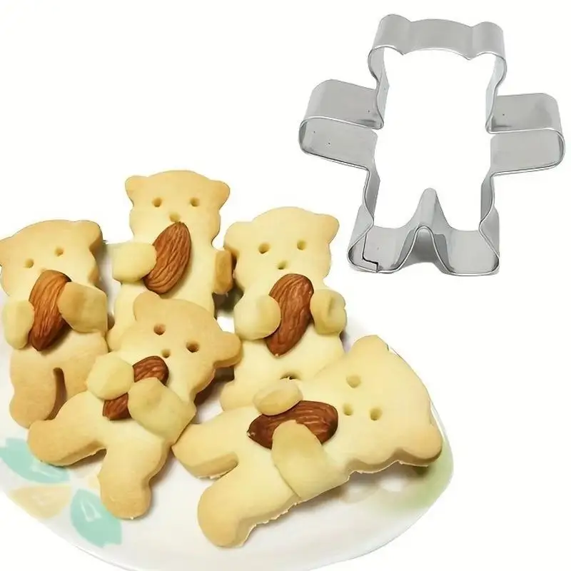 Cute Bear Cookie Cutters Stainless Steel Baking Festive Biscuits Molds - Suitable For Christmas Cake Pastry Dessert Cookie Tool