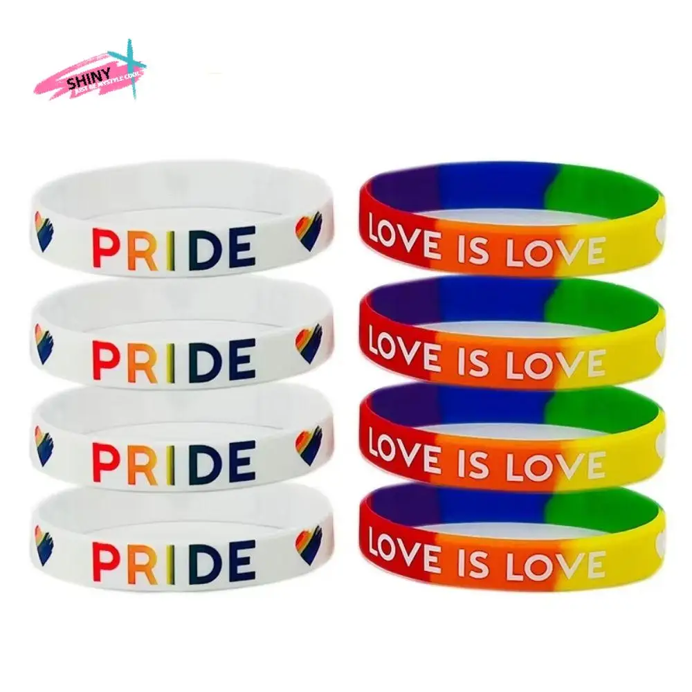 10pcs Special Lovers 6-segment Bracelet Six Colour Rainbow Pride Bracelet Friendship Silicone Rubber Wristband Rainbow People