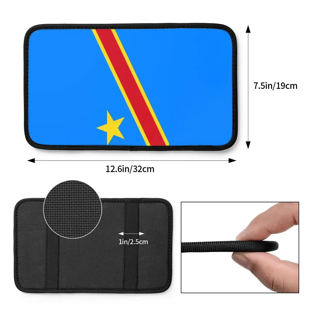 Center Console Cover Pad Flag Of Congo Car Armrest Cover Mat Kinshasa Zaire Non-slip Auto Accessories Interior