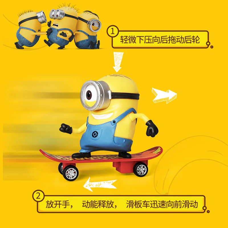 Cute Minions Movie Characters Doll Toys Car Phonate Stewart Pull-back Vehicle Inertance Scooter Christmas Birthday Gift In Stock