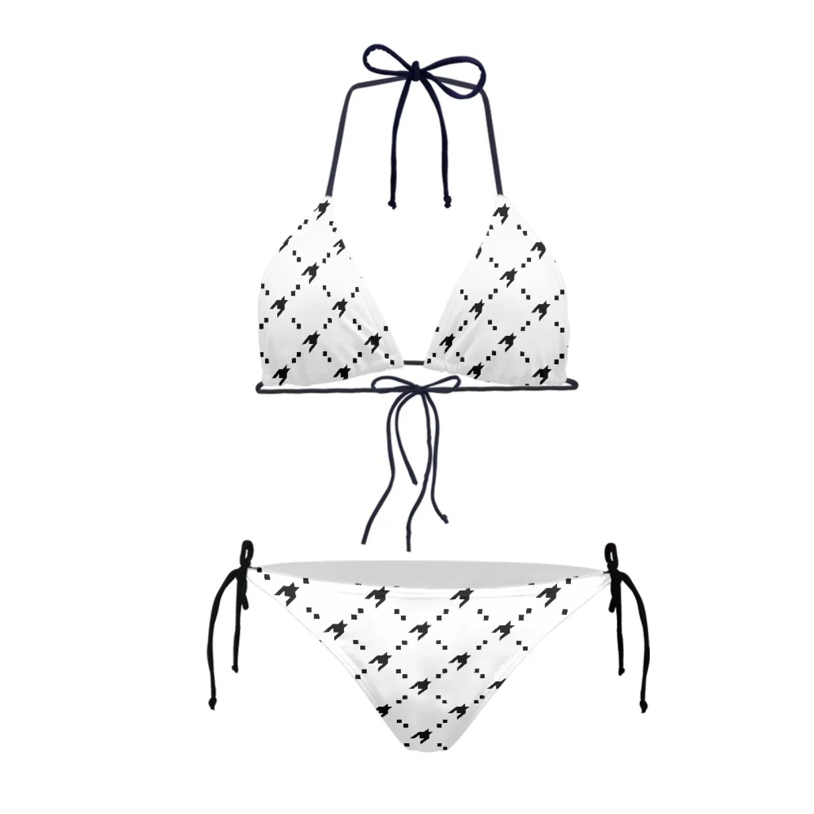 Houndstooth نمط المرأة قطعتين بيكيني ملابس السباحة كتلة اللون لباس سباحة الرسن مثلث سلسلة بيكيني مجموعات
