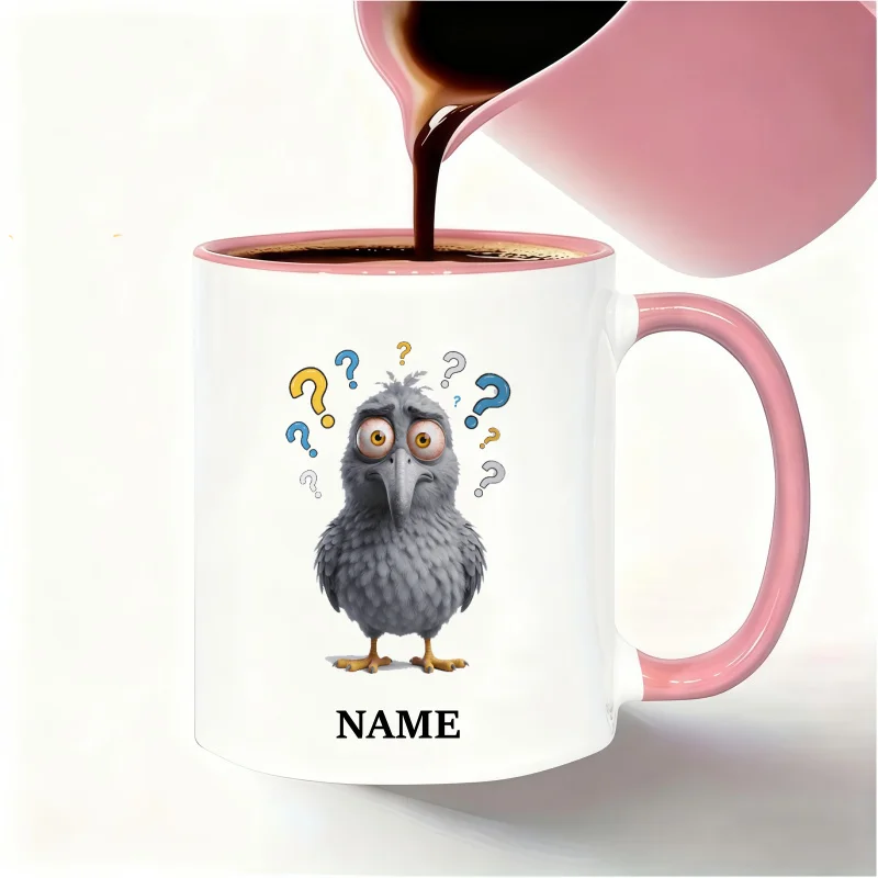 Custom Ceramic Mug with 'Confused Crow' Design - Dishwasher & Microwave Safe Coffee Cup, Ideal Birthday, Thanksgiving & Holiday