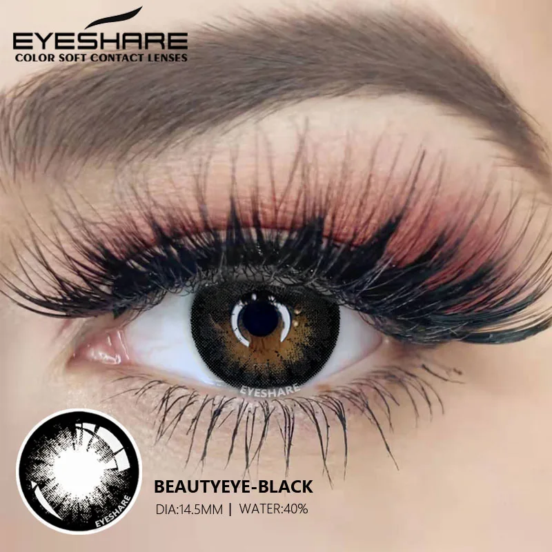 EYESHARE Color Contact Lenses for Eyes Beauty Eye Colored Lenses Black Chocolate Color Lenses Natural Contact Lens Beauty Makeup