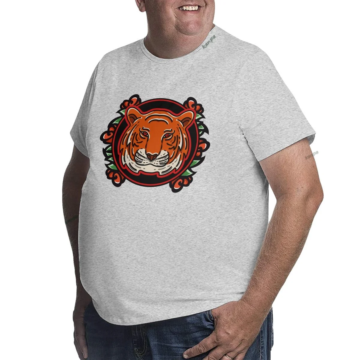 Tiger Graphic T Shirts for Big and Tall Men Cotton Short Sleeve Plus Size T-shirts High Street Top Tees Clothing XL-6XL