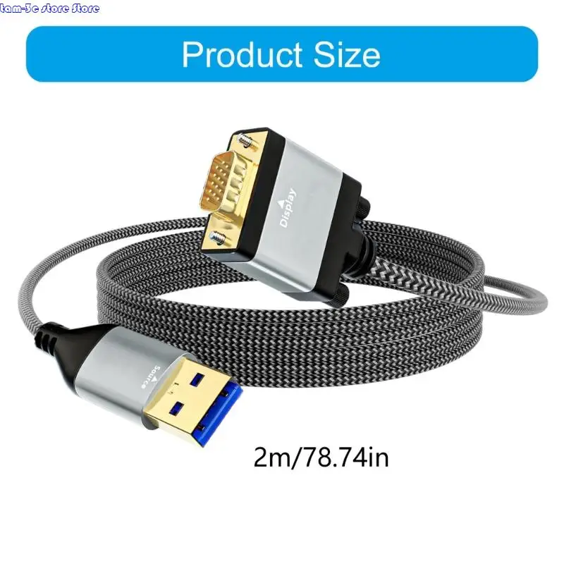 D0UA USB3.0 إلى VGA الذكور عرض الحبل 1920x1080 الدقة تعزيز استقرار إشارة