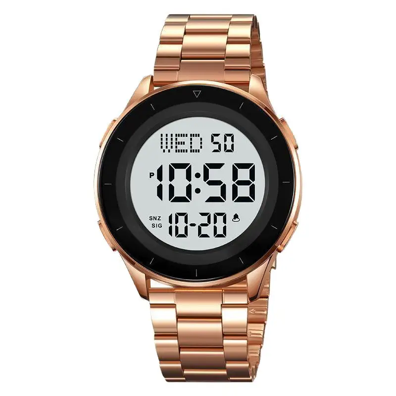 SkmeiMen's นาฬิกาผู้ชายธุรกิจนาฬิกาอิเล็กทรอนิกส์กันน้ํา Multi-Function นาฬิกาปลุกส่องสว่างนาฬิกาอิเล็กทรอนิกส์หน้าปัดขนาดใหญ่