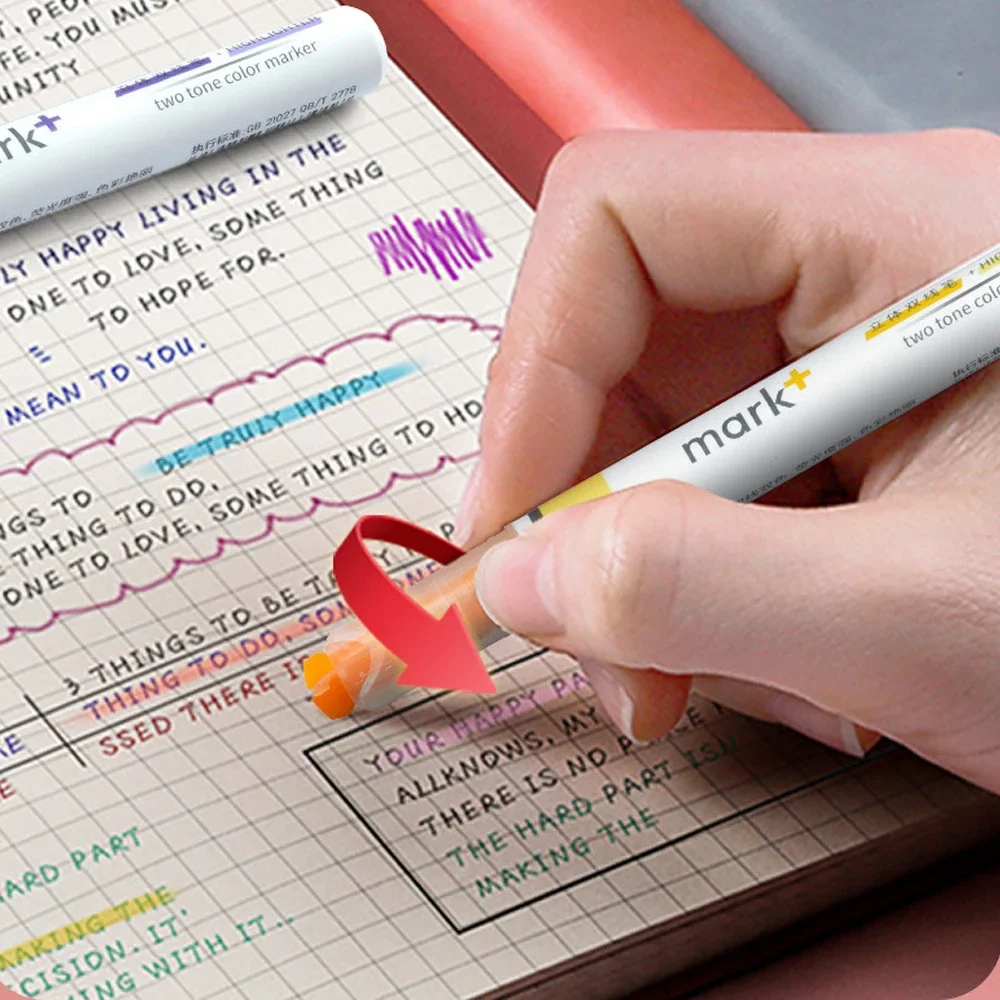 مارك + قلم تحديد مجموعة خط مزدوج الباستيل فلو مدرسة Textmarker لطيف Destacadores القرطاسية ورأى تلميح Kawaii فسفورية #4