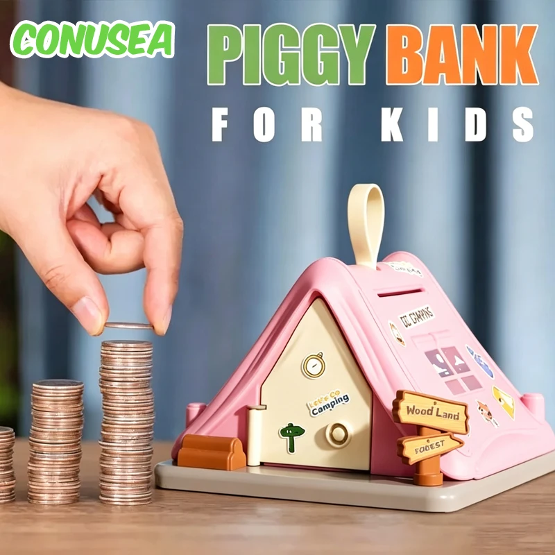 Creative Tent Piggy Bank Cartoon Moneybox Piggybank Kids Toys Saving Coins Cash Atm Children's Toys Christmas Birthday Gifts